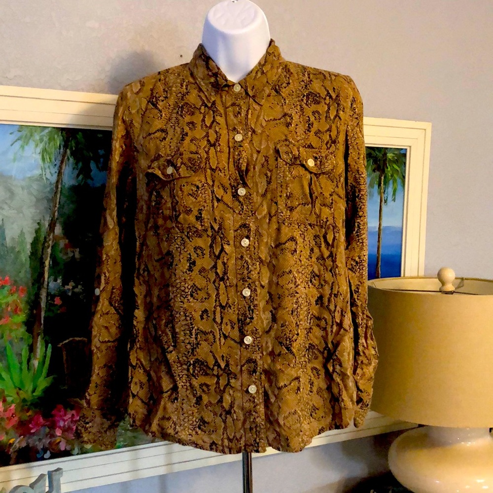 VINTAGE ✨ Lucky Brand snakeskin long sleeve blouse